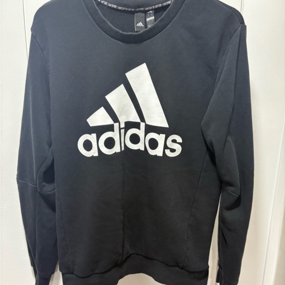 Adidas Black Crew Neck Logo Sweatshirt Women Size Small